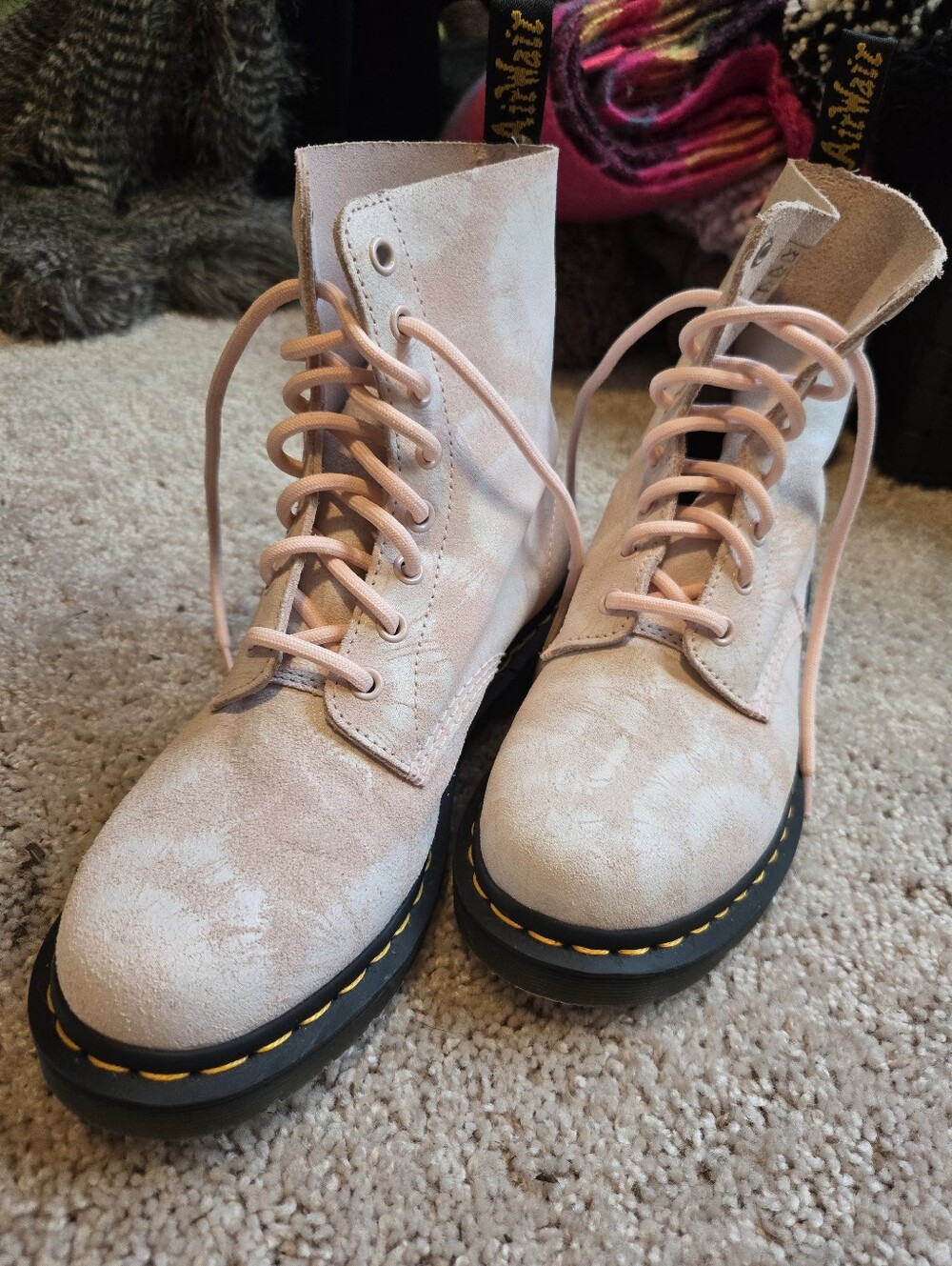 Dr. Martens Light Pink Tie Dye Combat Boots. Womens Size 8. EXCELLENT CONDITION! - Picture 5 of 14